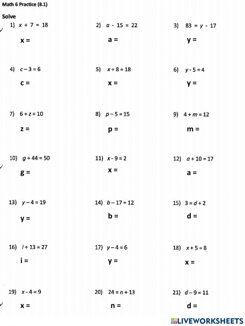 Algebra Worksheets Did You Know That The Letter X In Algebraic Worksheets Library