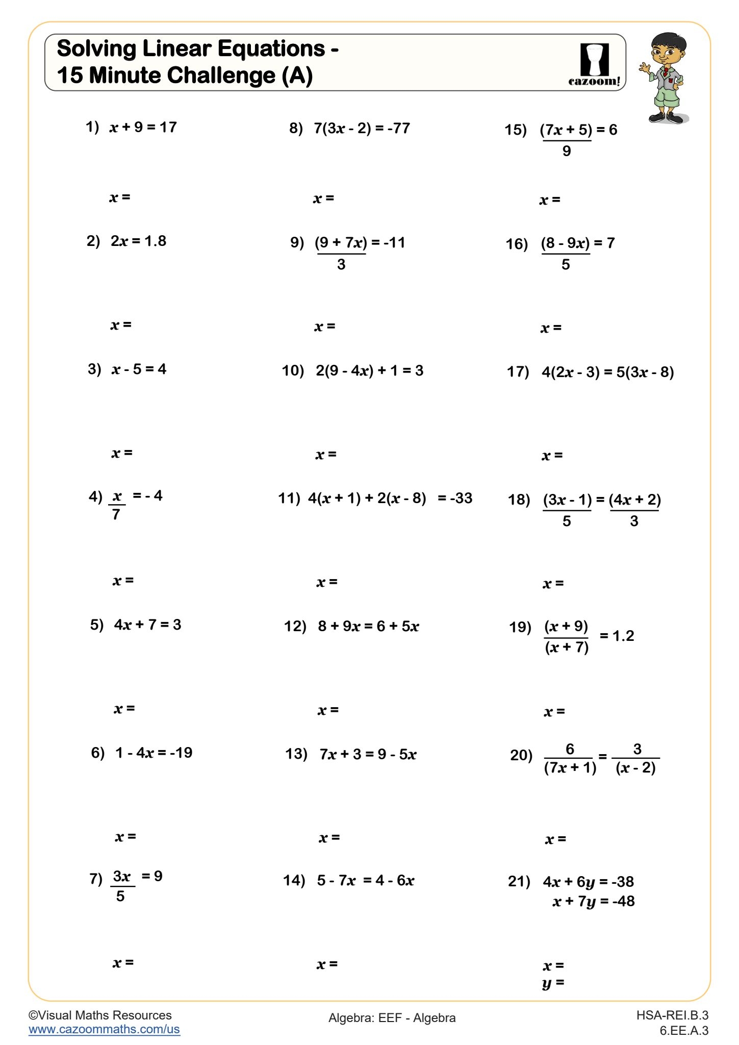 Algebra Worksheets With Answers Printable PDF Math Worksheets Cazoom Math Algebra Worksheets With Answers Printable PDF Math Worksheets Cazoom Math