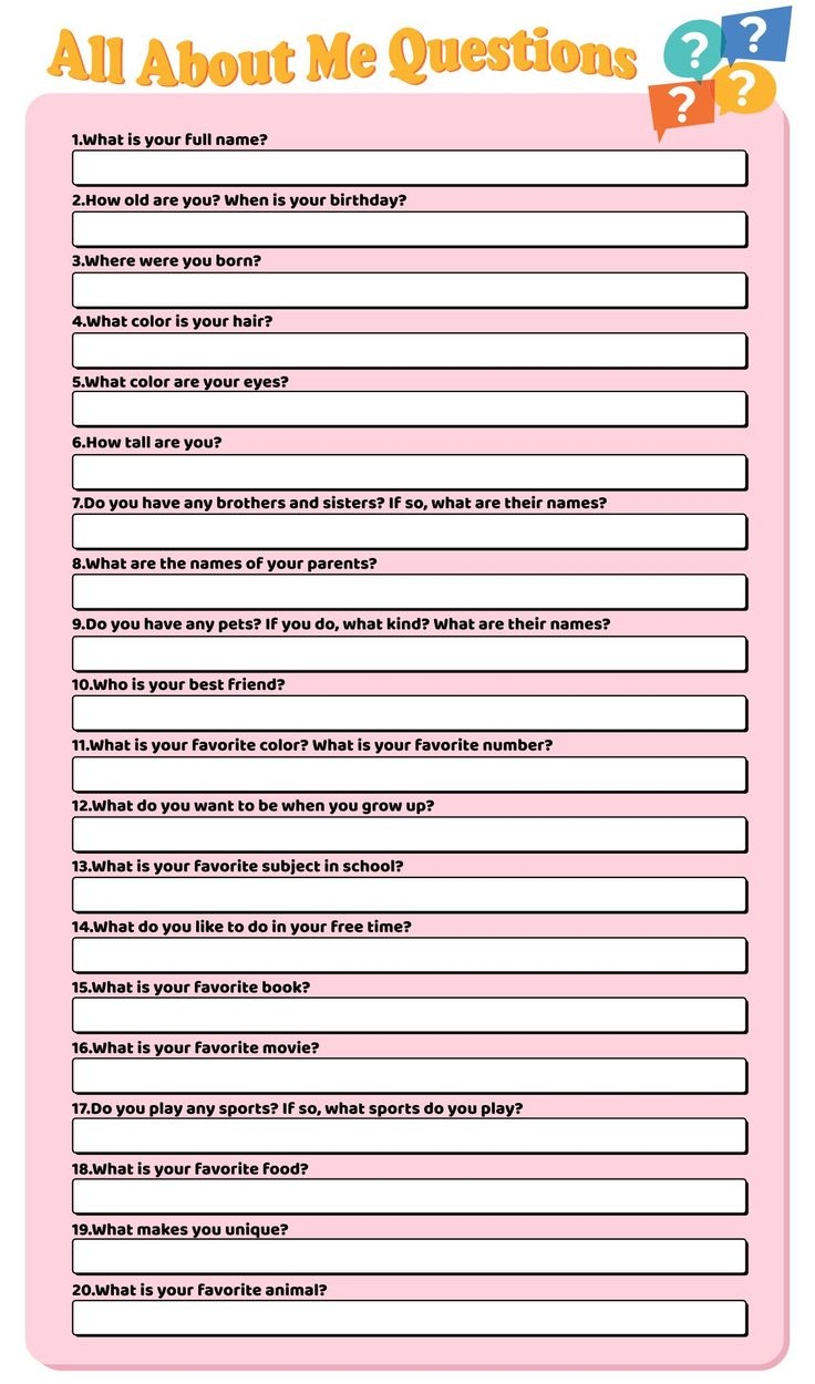 All About Me Adult 20 Free PDF Printables Printablee