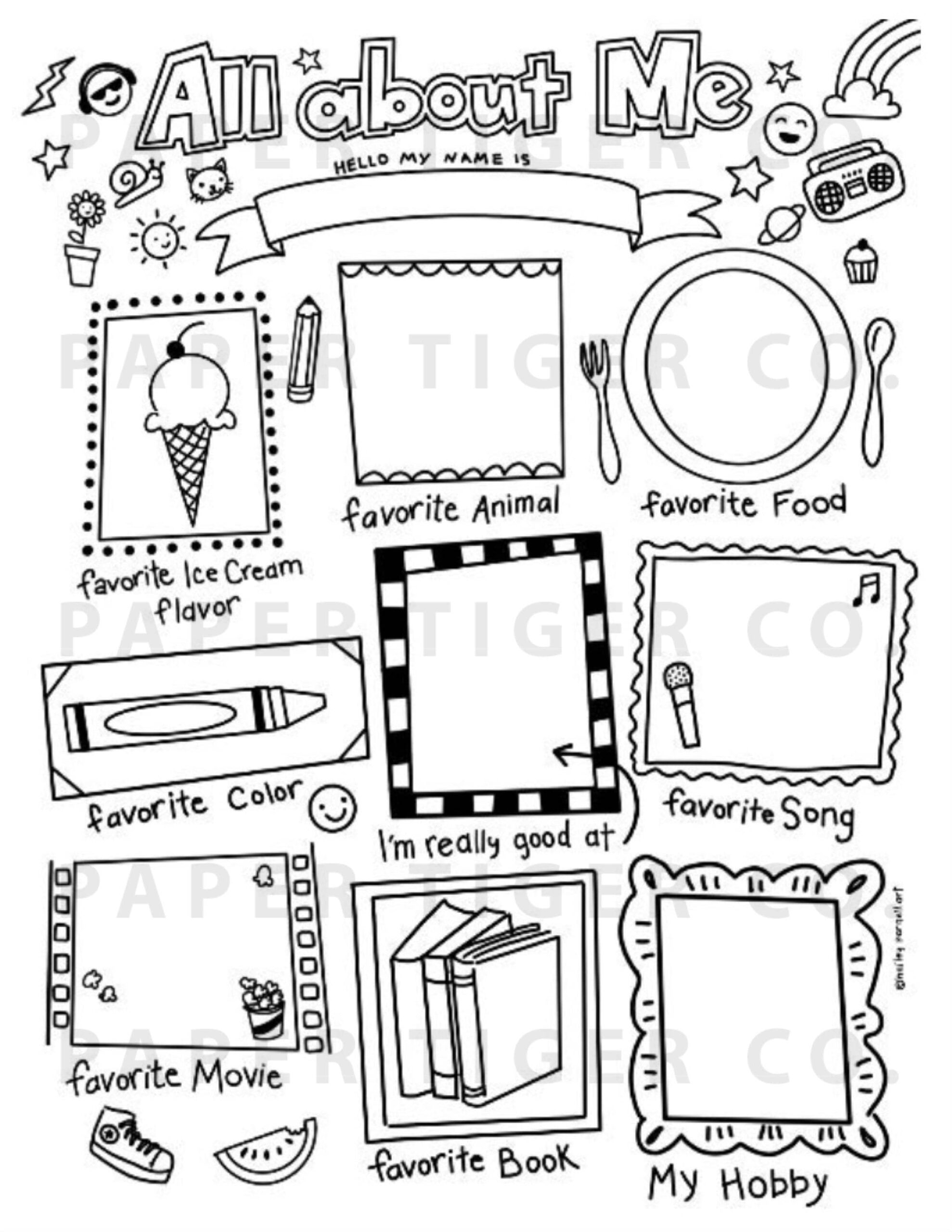 All About Me Coloring Page Get To Know You Page First Day Of School Activity Back To School Etsy All About Me Coloring Page Get To Know You Page First Day Of School Activity Back To School Etsy