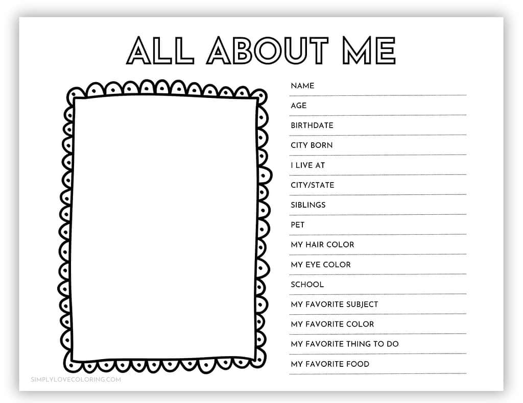 All About Me Printable Worksheets Free PDF Printables Simply Love Coloring All About Me Printable Worksheets Free PDF Printables Simply Love Coloring