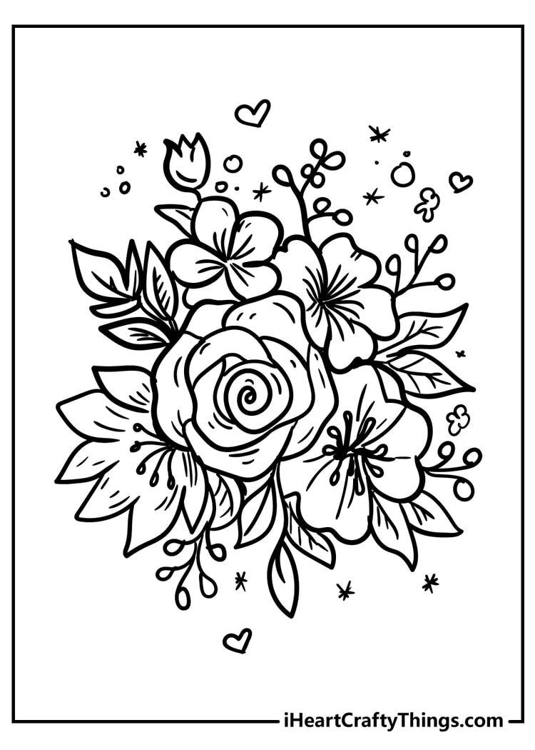 All New Flower Coloring Pages 2024 100 Free Printables Worksheets Library
