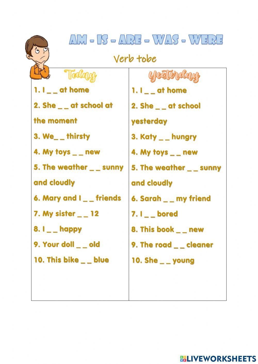 am is and are worksheets
