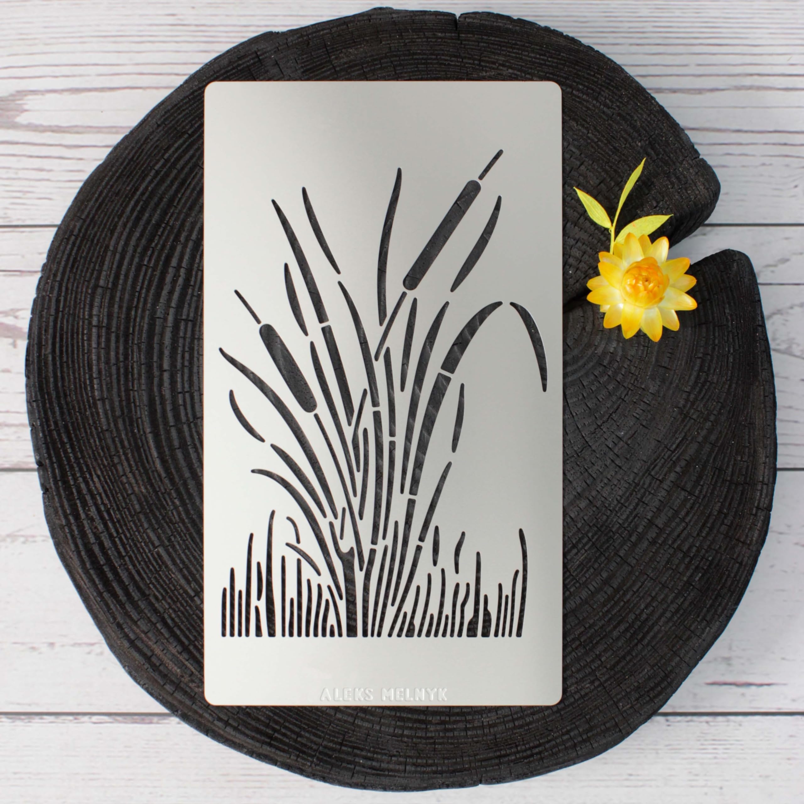 Amazon Aleks Melnyk No 279 Metal Stencil Patterns Bush Reeds Small Stencil 1 PCS Template For Wood Burning Engraving Crafting Scrapbook Art Ornate Arts Crafts Sewing