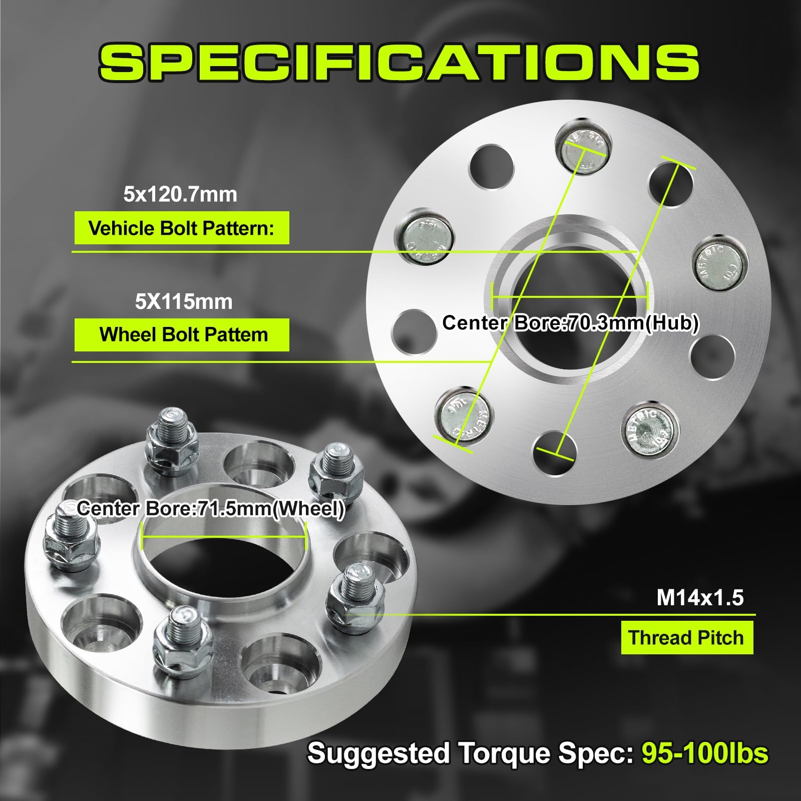 Amazon Customadeonly Forged 5x4 75 To 5x115 Wheel Adapters 25mm 1 Inch Anodized Hubcentric 70 3mm To 71 5mm Bore M14x1 5 Studs 2pcs Bolt Pattern Conversion Stud Trimming May Be Required Automotive