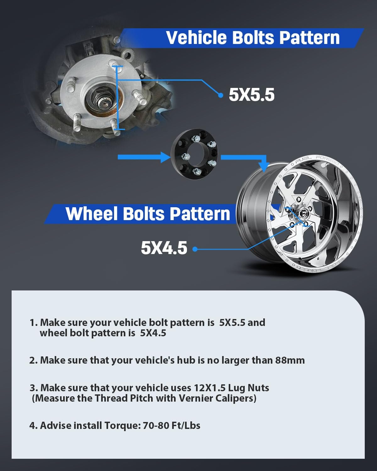 Amazon ECCPP 4PCS Change Bolt Pattern From 5x5 5 To 5x4 5 Conversion Wheel Adapters Lug Centric 1 25 5 Lug 12x1 5 88mm For Ford F 100 1977 1983 For Ford F 150 1980 1996 Automotive