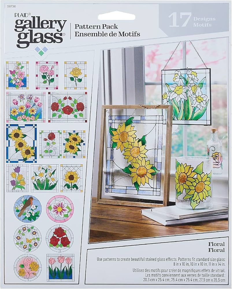 Amazon Gallery Glass Floral 3 Piece Pattern Set Perfect For Stained Glass DIY Arts And Crafts 19736 Arts Crafts Sewing