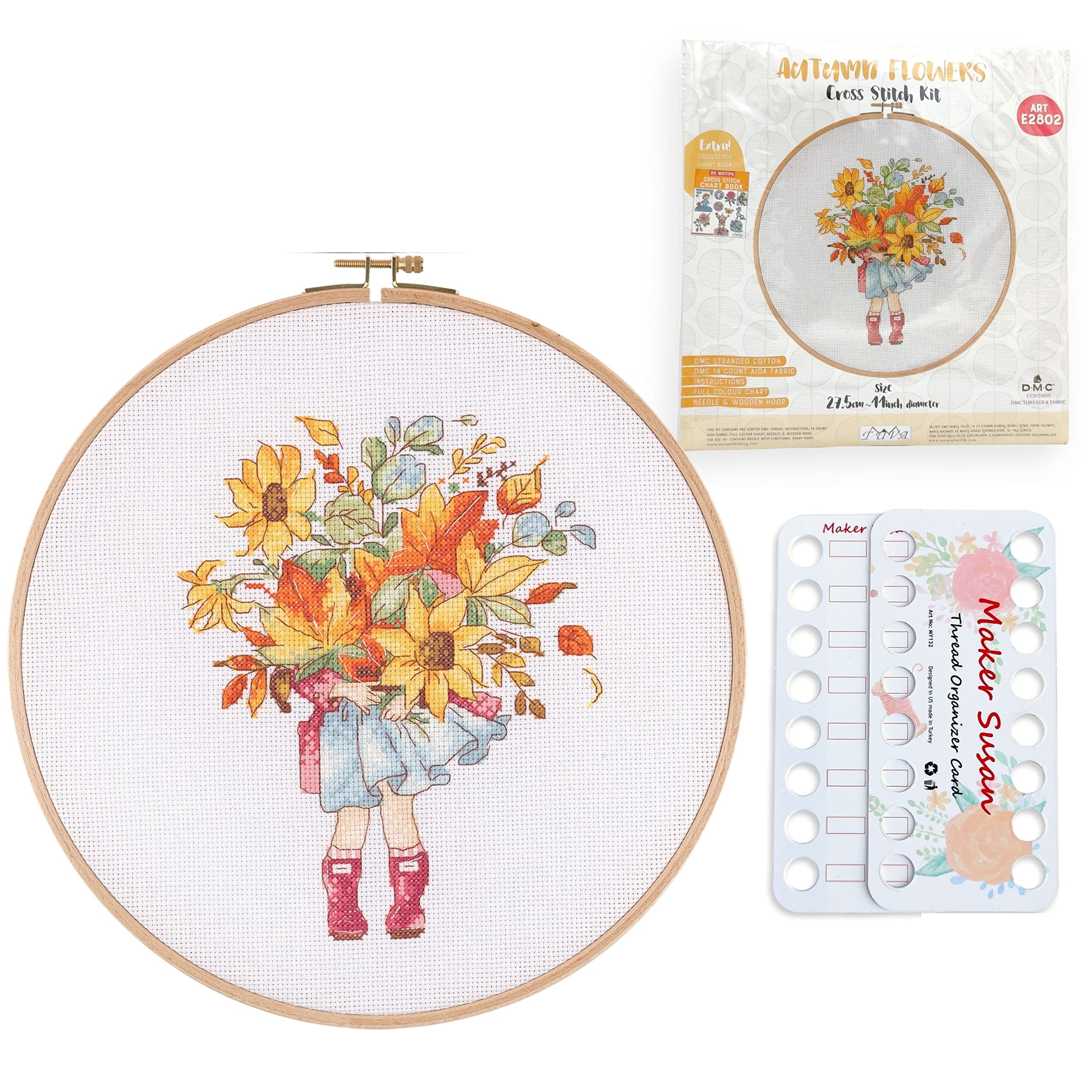 Amazon Maker Susan Autumn Flowers Pattern Counted Cross Stitch Kits For Adults And Beginners With Wooden Hoop DMC Fabric Threads And Needles Embroidery Thread Floss Organizer Cards Embroidery Kit E2802 Amazon Maker Susan Autumn Flowers Pattern Counted Cross Stitch Kits For Adults And Beginners With Wooden Hoop DMC Fabric Threads And Needles Embroidery Thread Floss Organizer Cards Embroidery Kit E2802
