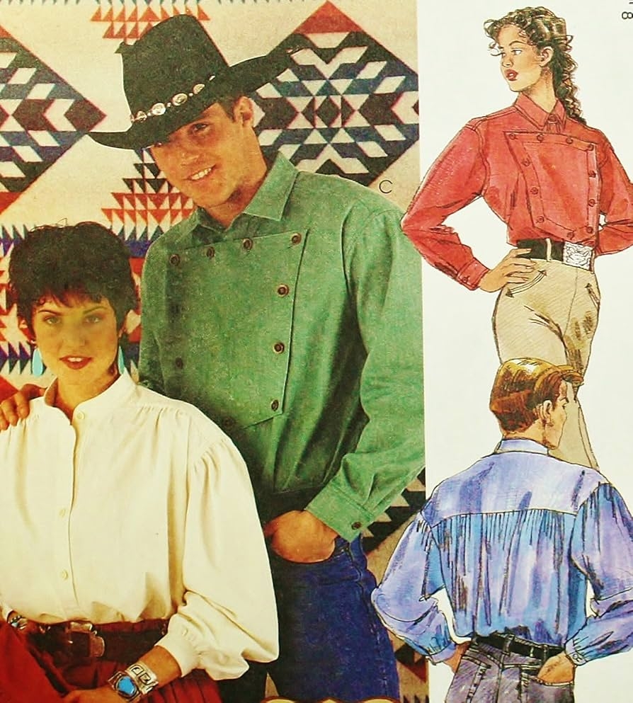 Amazon McCall s Sewing Pattern 7123 Misses And Mens Western Style Shirts Size L XL Bust Chest 42 48 Arts Crafts Sewing