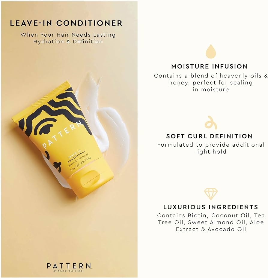 Amazon PATTERN Beauty By Tracee Ellis Ross Leave In Conditioner 3 Fl Oz Rich Moisture For Curly Coily And Tight Textured Hair 3a To 4c Travel Size Beauty Personal Care