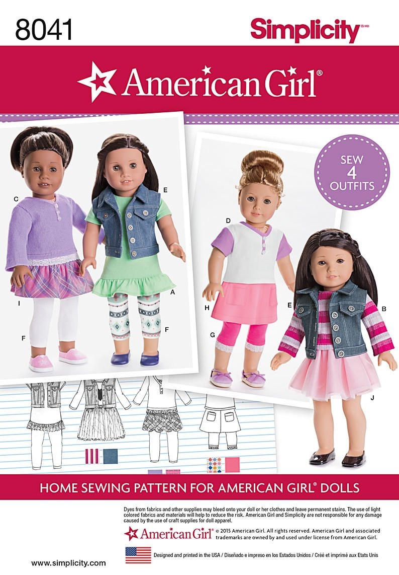 Amazon Simplicity Patterns American Girl Doll Clothes For 18 Inch Doll Size Os One Size 8041 Arts Crafts Sewing Amazon Simplicity Patterns American Girl Doll Clothes For 18 Inch Doll Size Os One Size 8041 Arts Crafts Sewing