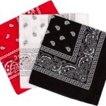 Amazon Strand Clothing Bandana Set Classic Paisley Black Red White Pattern Square Bandanas Pack Of Three Classic Original Colours Clothing Shoes Jewelry