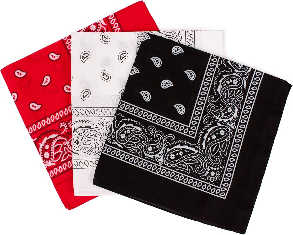Amazon Strand Clothing Bandana Set Classic Paisley Black Red White Pattern Square Bandanas Pack Of Three Classic Original Colours Clothing Shoes Jewelry