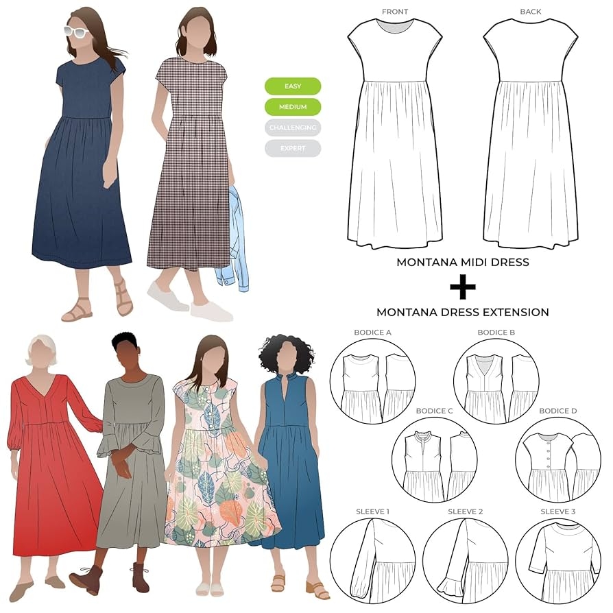 Amazon Style Arc Sewing Pattern Montana Midi Dress Plus Extension Pack Bundle Sizes 04 16 Arts Crafts Sewing Amazon Style Arc Sewing Pattern Montana Midi Dress Plus Extension Pack Bundle Sizes 04 16 Arts Crafts Sewing