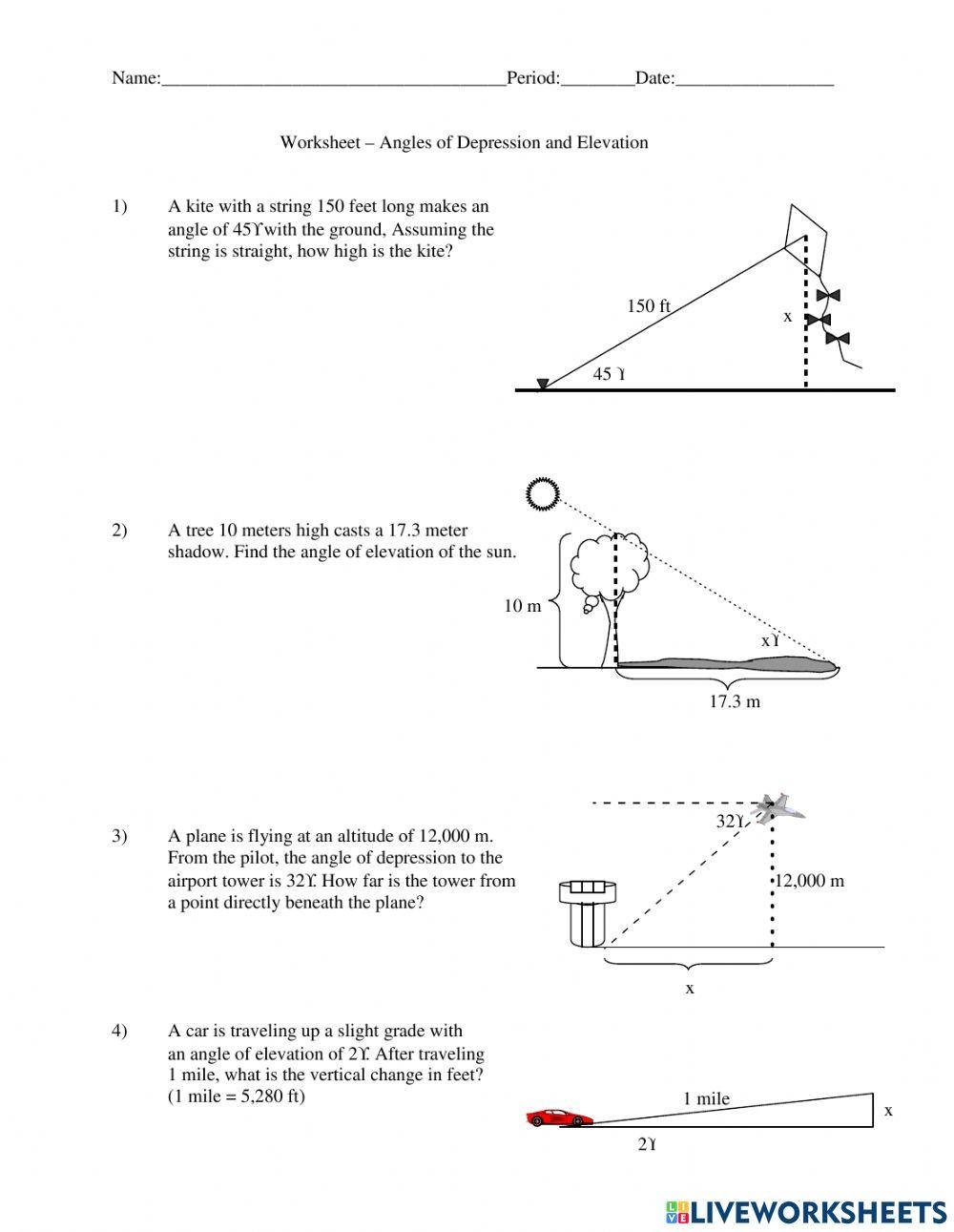 Angle Of Elevation depression Online Exercise For Live Worksheets Worksheets Library Angle Of Elevation depression Online Exercise For Live Worksheets Worksheets Library