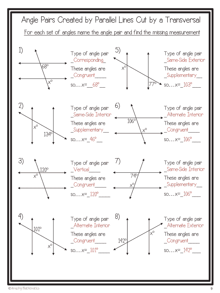 Angle Pairs Created By Parallel Lines Cut By A Transversal Fill Worksheets Library Angle Pairs Created By Parallel Lines Cut By A Transversal Fill Worksheets Library