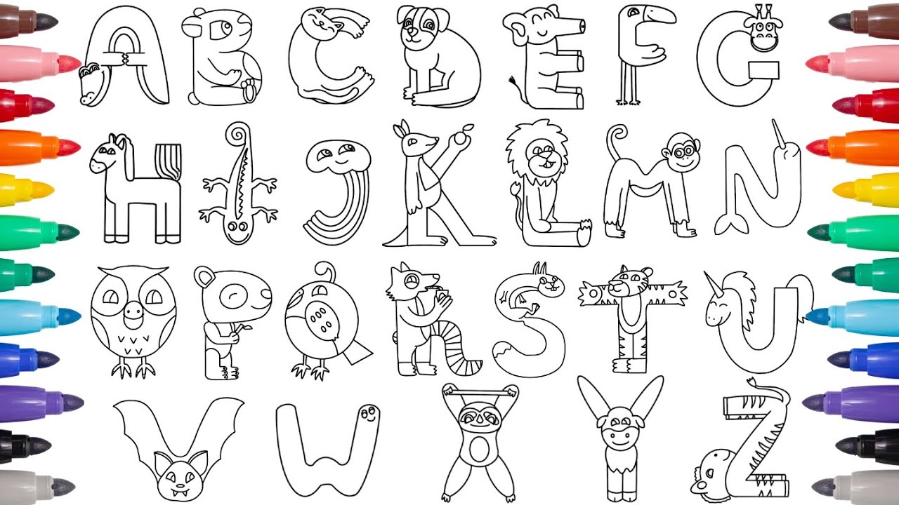 Animal Alphabet Coloring Pages Coloring All Letters YouTube
