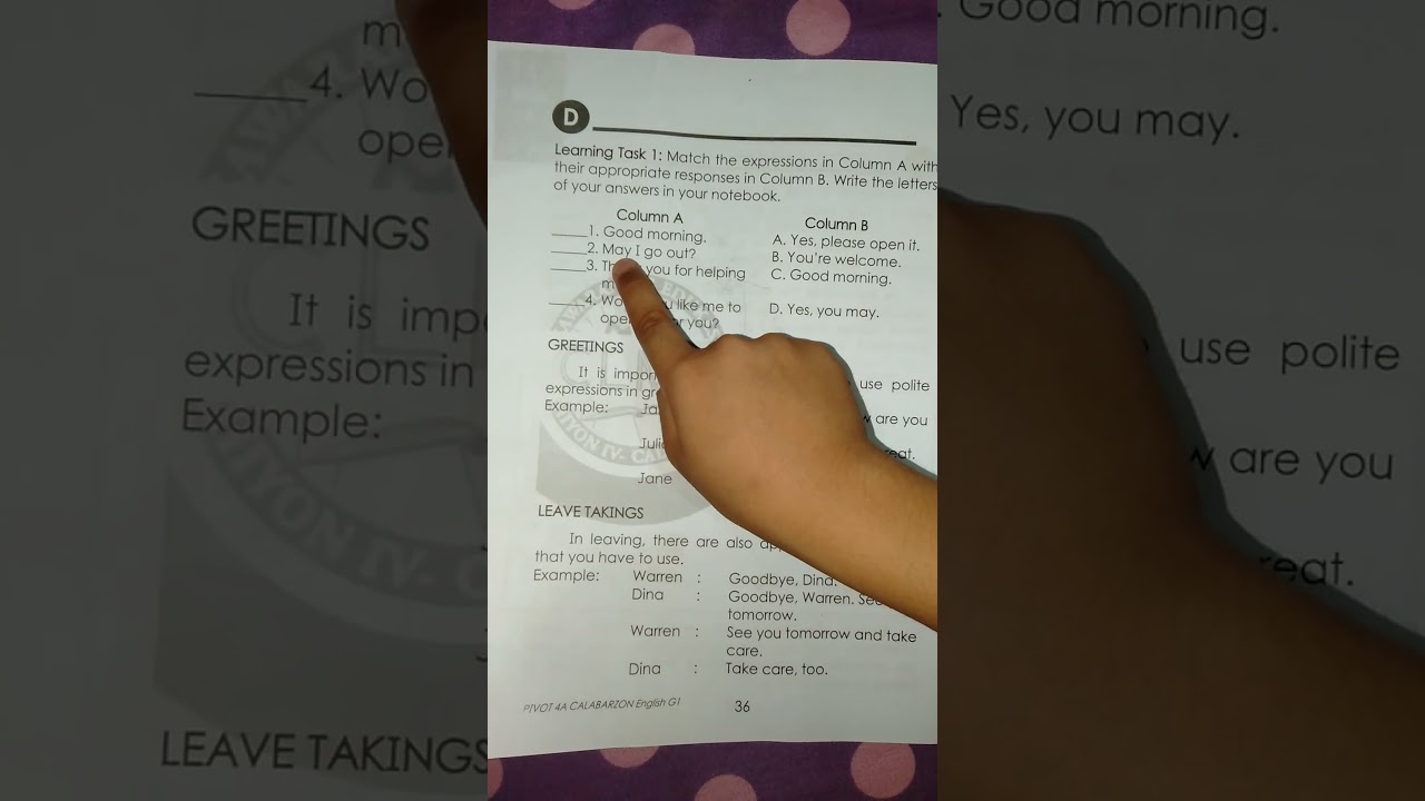 Appropriate Response Match Column A To Column B YouTube