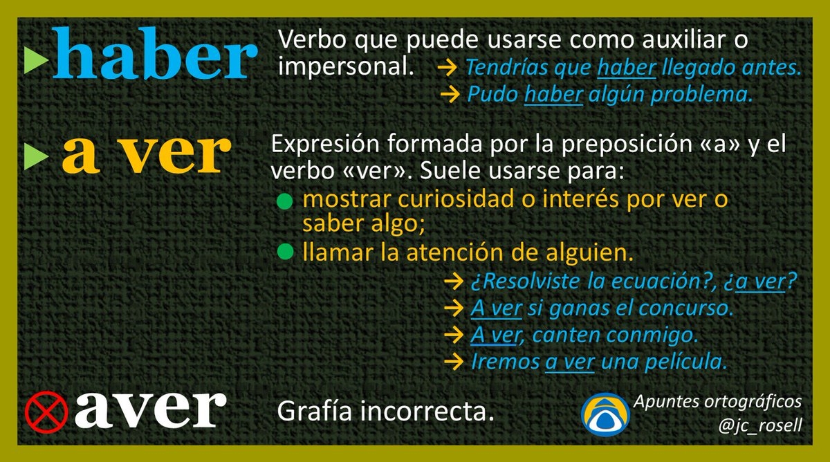 Apuntes Ortogr ficos On X Diferencias Entre haber Y a Ver PizarraOrtogr fica Https t co c1Gxp1fzt2 X Apuntes Ortogr ficos On X Diferencias Entre haber Y a Ver PizarraOrtogr fica Https t co c1Gxp1fzt2 X