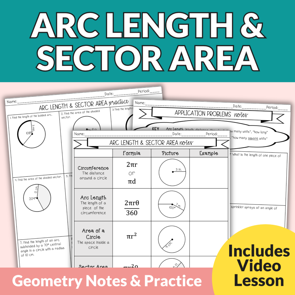 arc length area of sector worksheet arc length area of sector worksheet