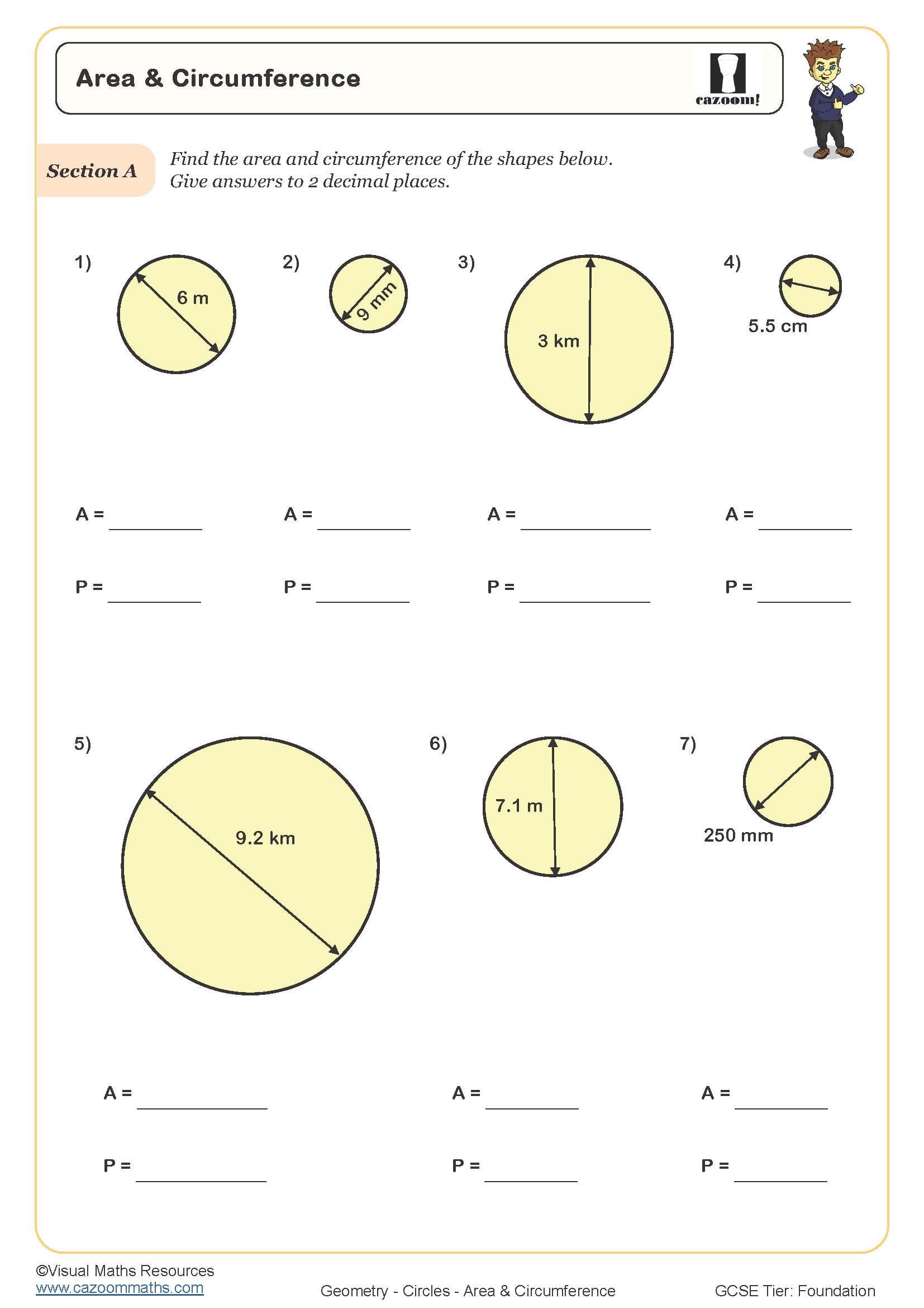 Area And Circumference Worksheet Cazoom Maths Worksheets