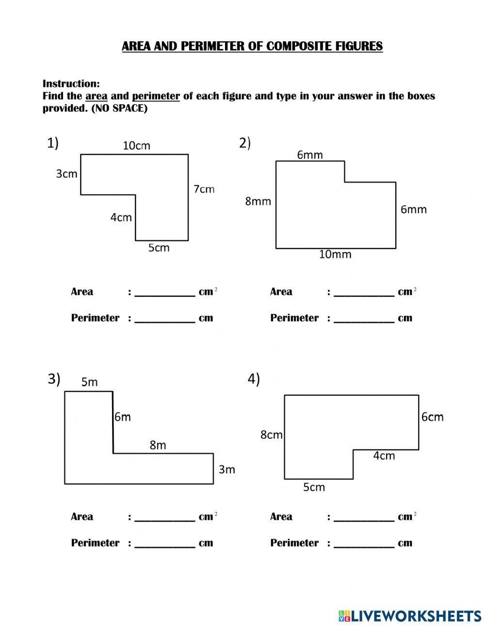 Area And Perimeter Of Composite Figures Worksheet Live Worksheets Worksheets Library