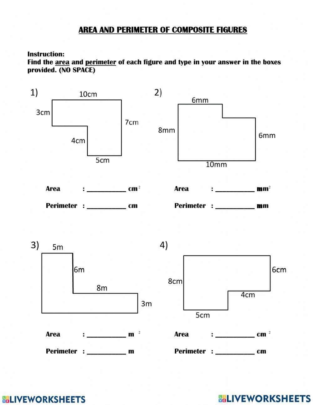 Area And Perimeter Of Compound Shapes Activity Live Worksheets Worksheets Library