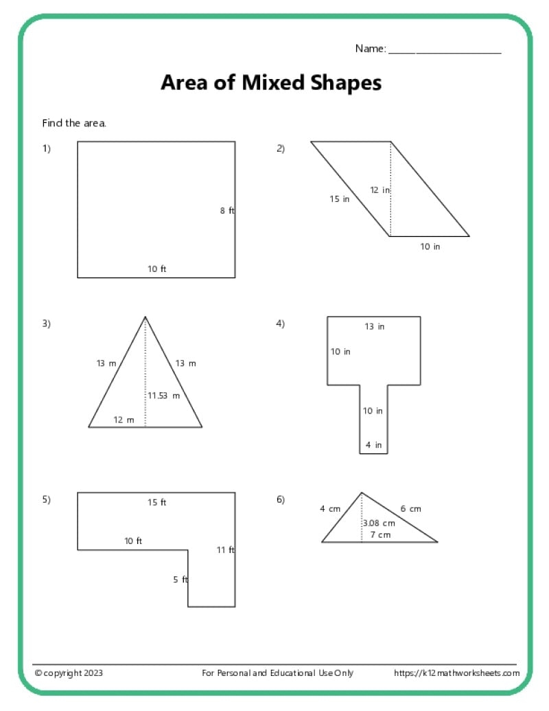 Area And Perimeter Of Mixed Shapes K12 Math Worksheets Area And Perimeter Of Mixed Shapes K12 Math Worksheets