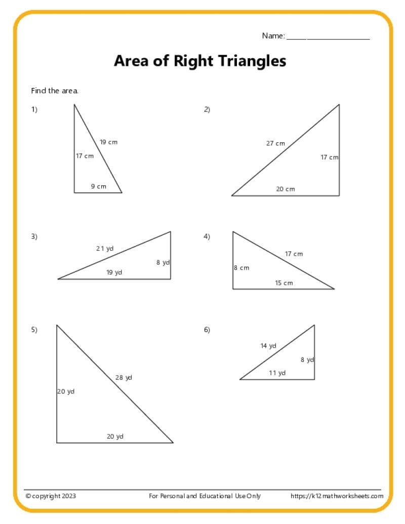 Area And Perimeter Of Triangles K12 Math Worksheets