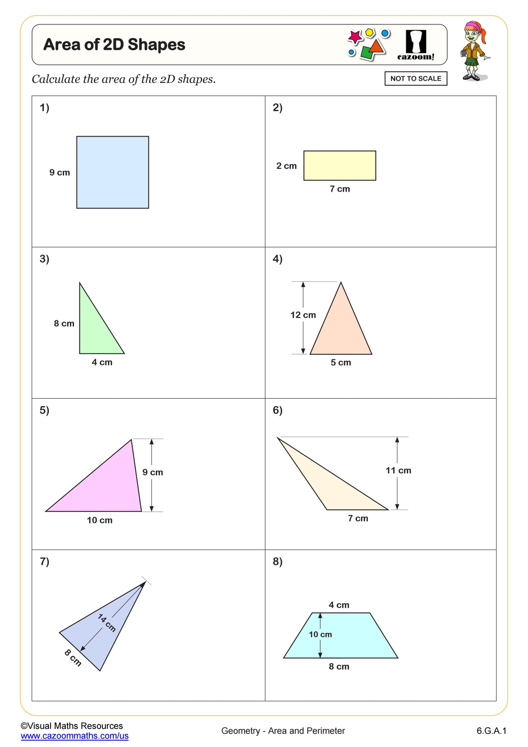 Area Of 2D Shapes Worksheet 6th Grade PDF Worksheets Cazoom Math