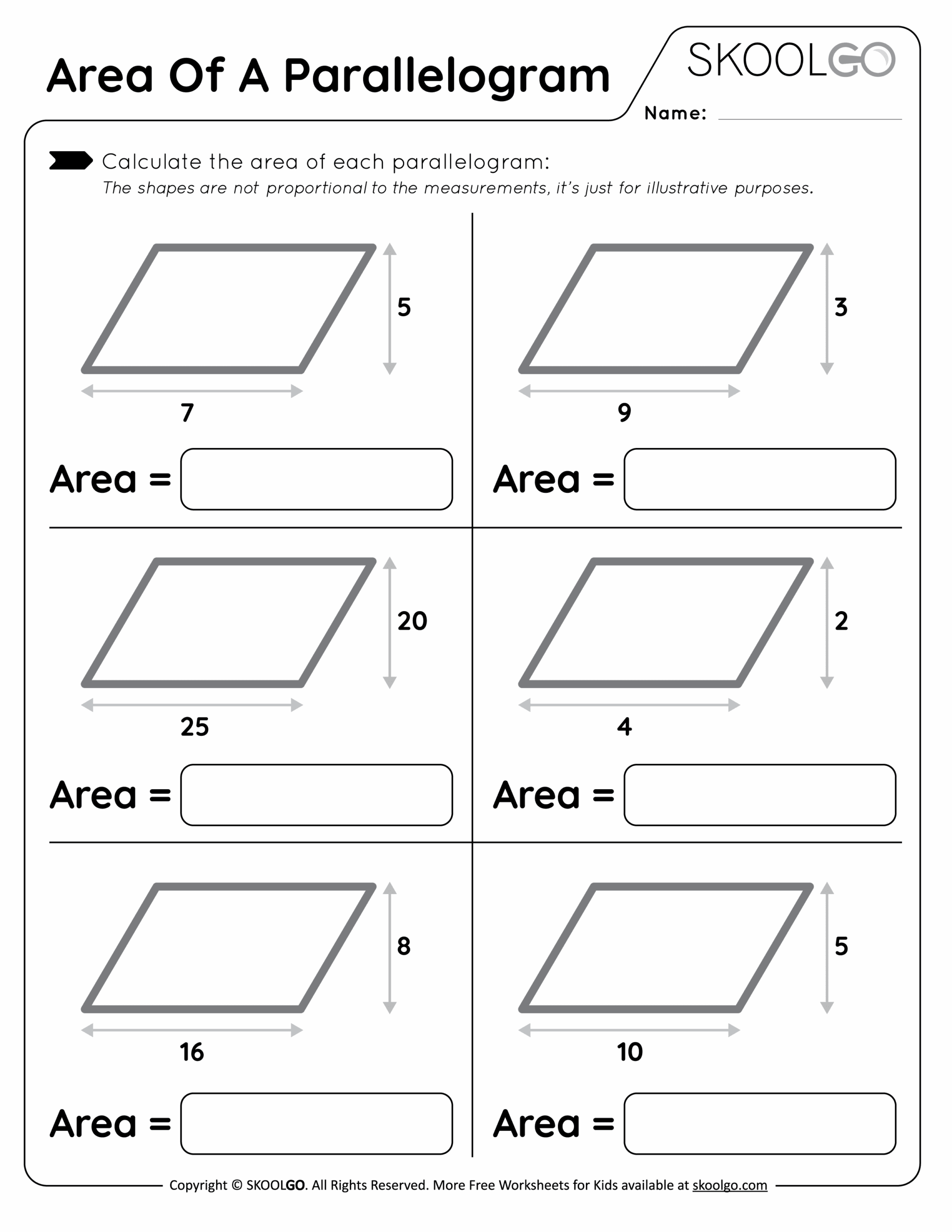 Area Of A Parallelogram Free Worksheet For Kids SKOOLGO Worksheets Library Area Of A Parallelogram Free Worksheet For Kids SKOOLGO Worksheets Library