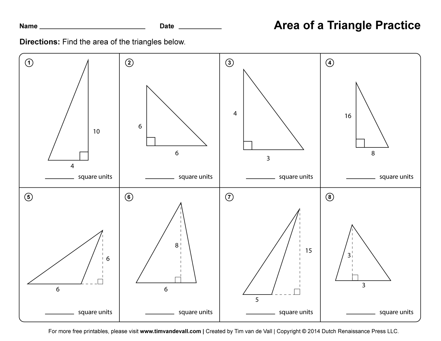 Area Of A Triangle Free Worksheet For Kids SKOOLGO Worksheets Library