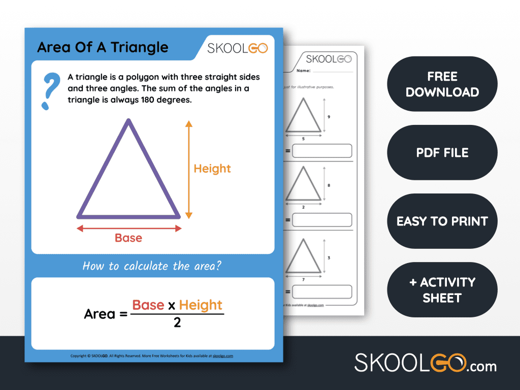 Area Of A Triangle Free Worksheet For Kids SKOOLGO