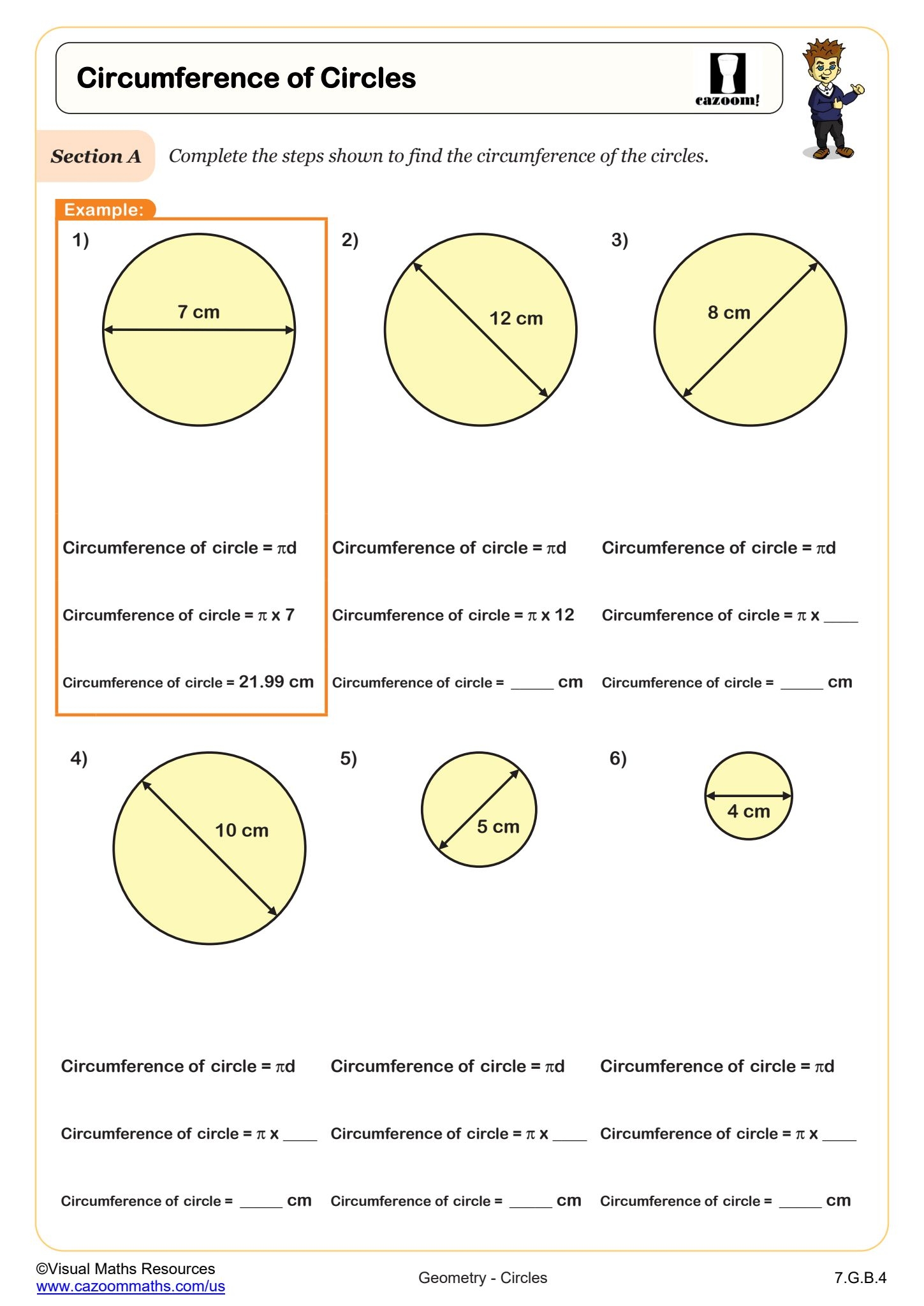 circumference and area of a circle worksheet