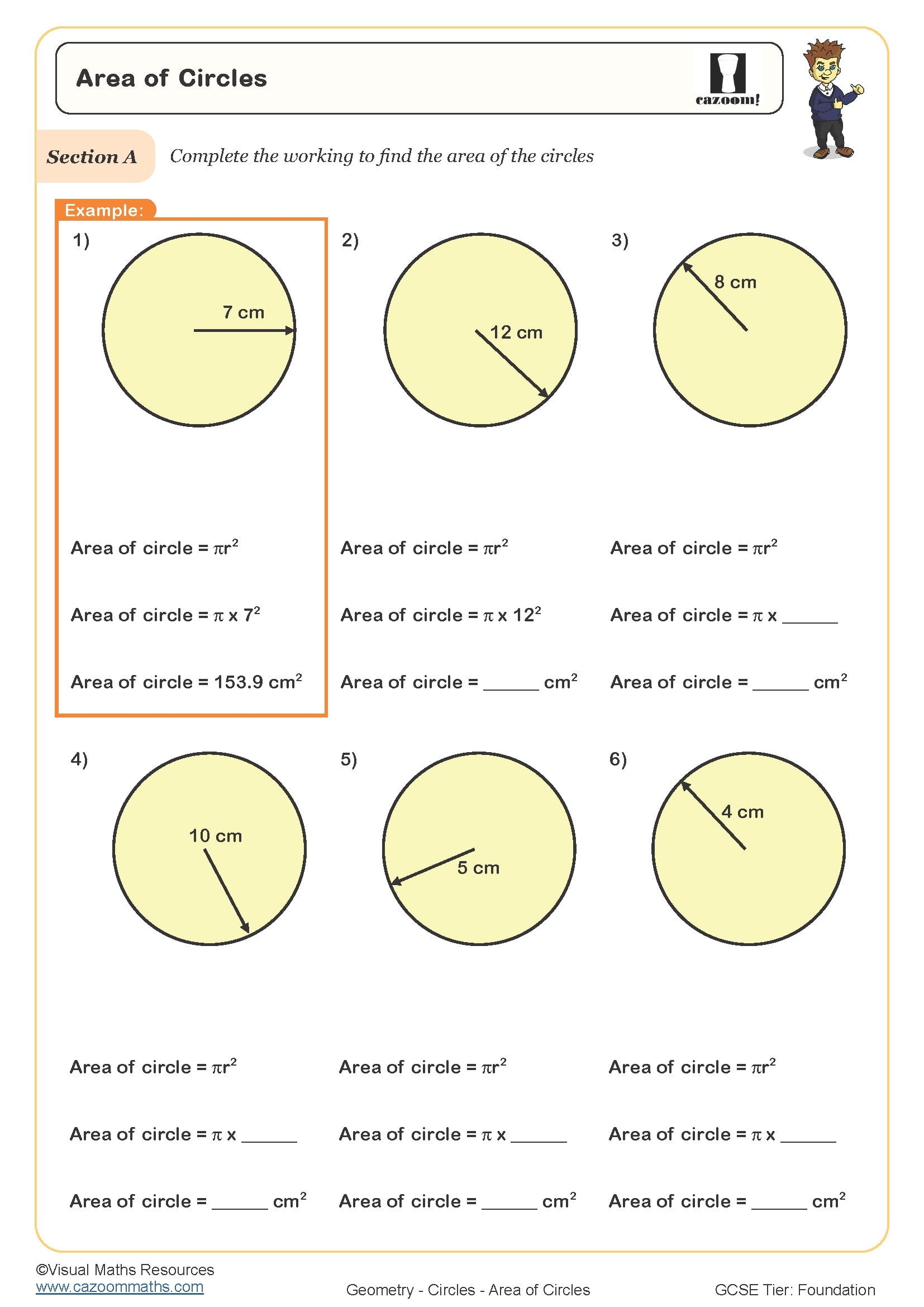 Area Of Circles Worksheet Printable PDF Worksheets