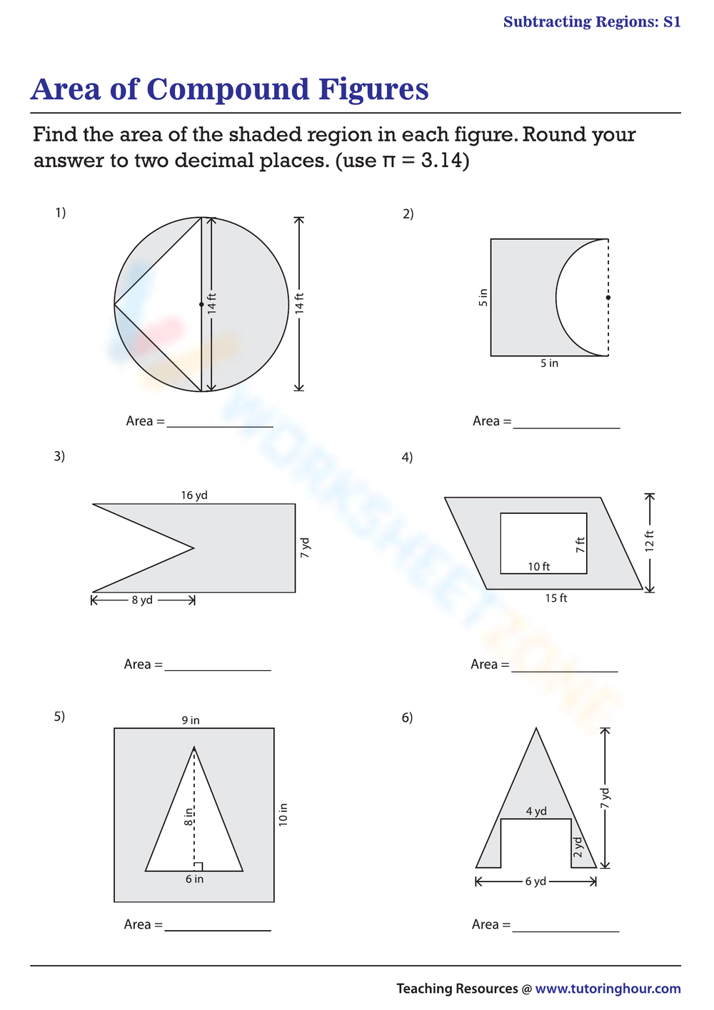 Area Of Composite Figures Worksheets Printable