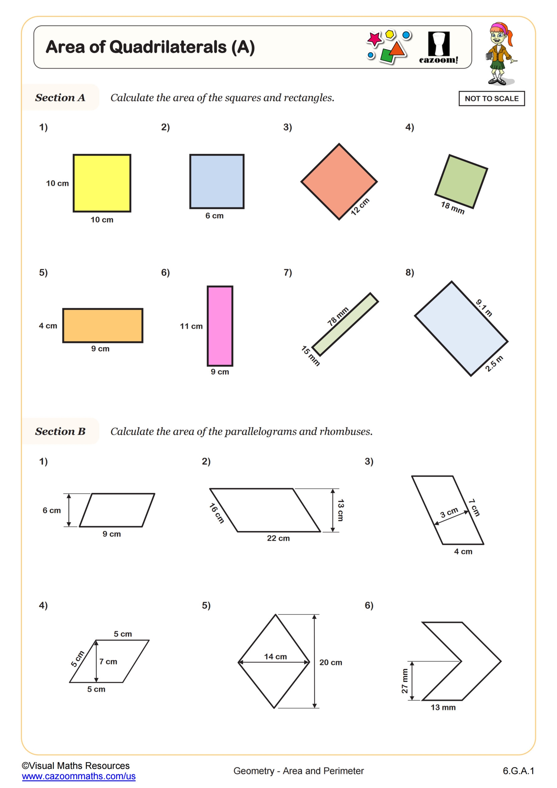 area of a parallelogram worksheet