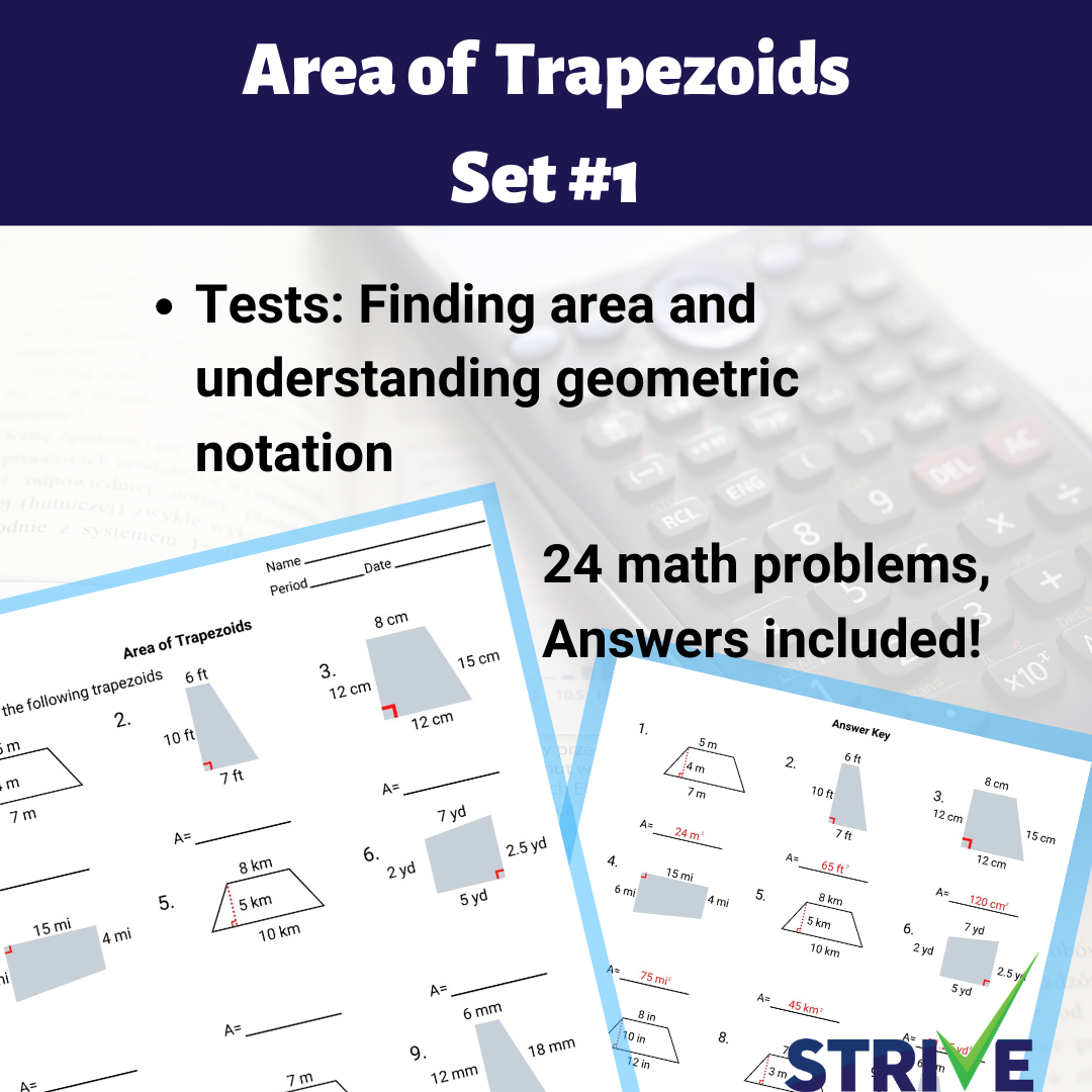 area of trapezoid worksheet area of trapezoid worksheet