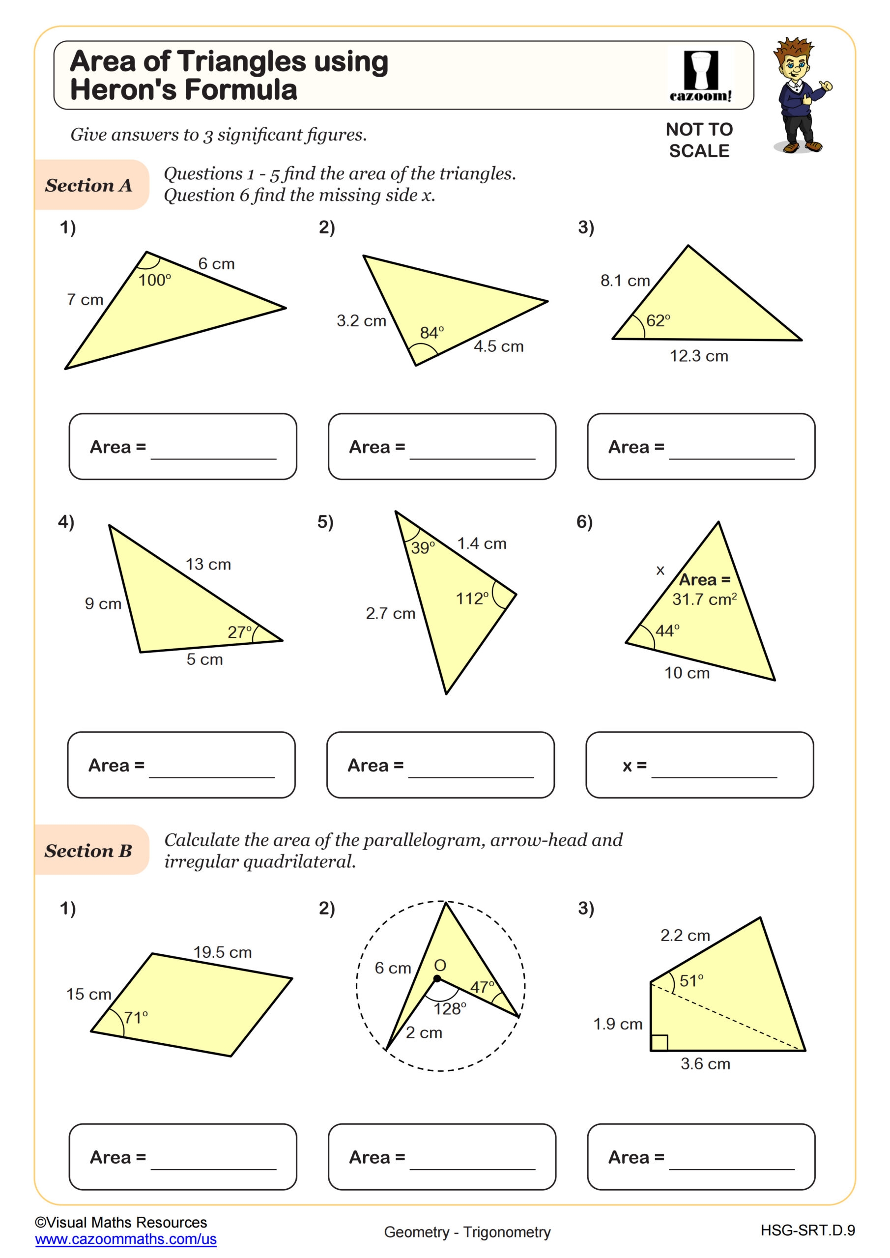 Area Of Triangles Using Heron s Formula Worksheet Fun And Engaging Algebra II PDF Worksheets Cazoom Math
