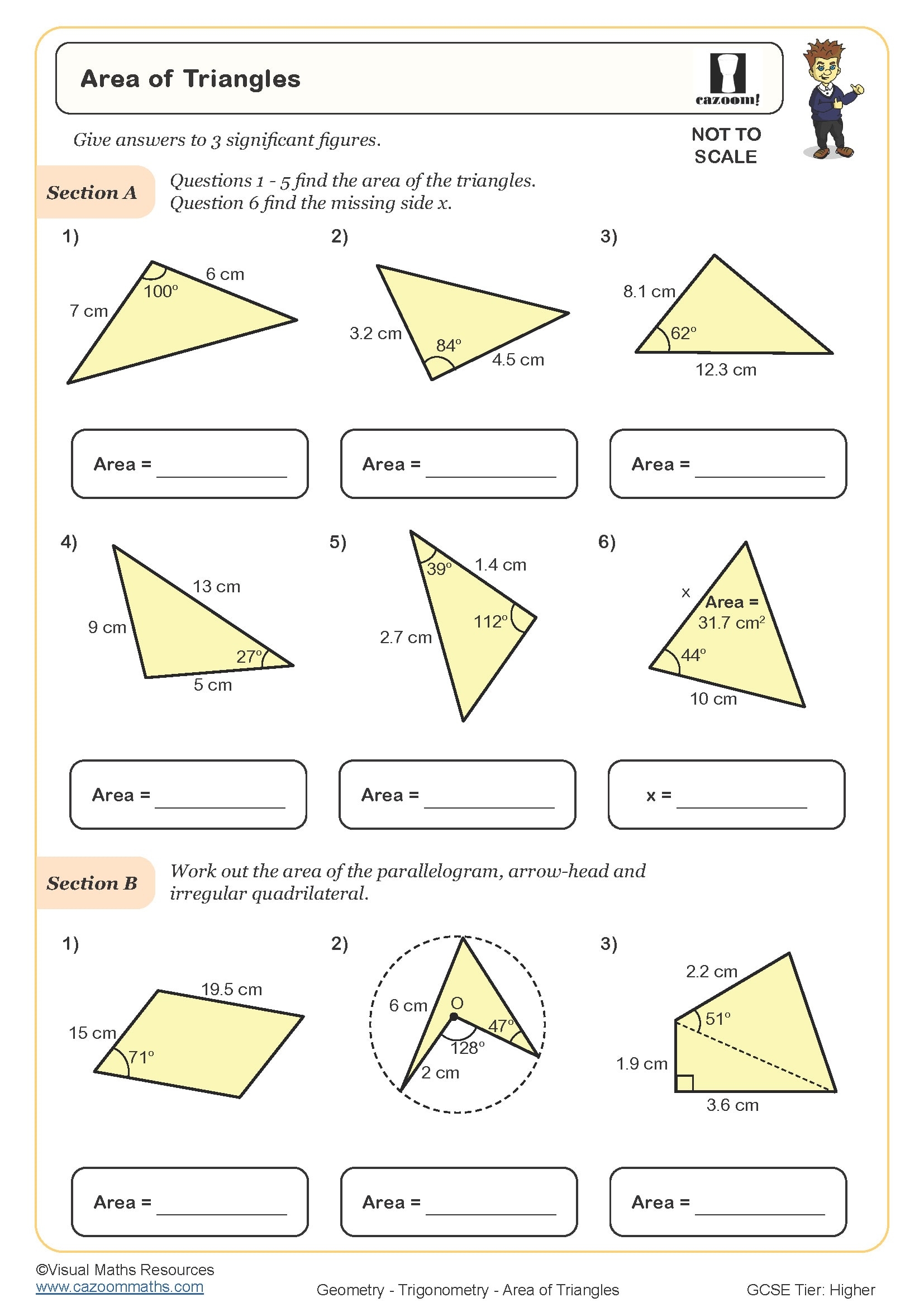 finding area of triangles worksheet finding area of triangles worksheet