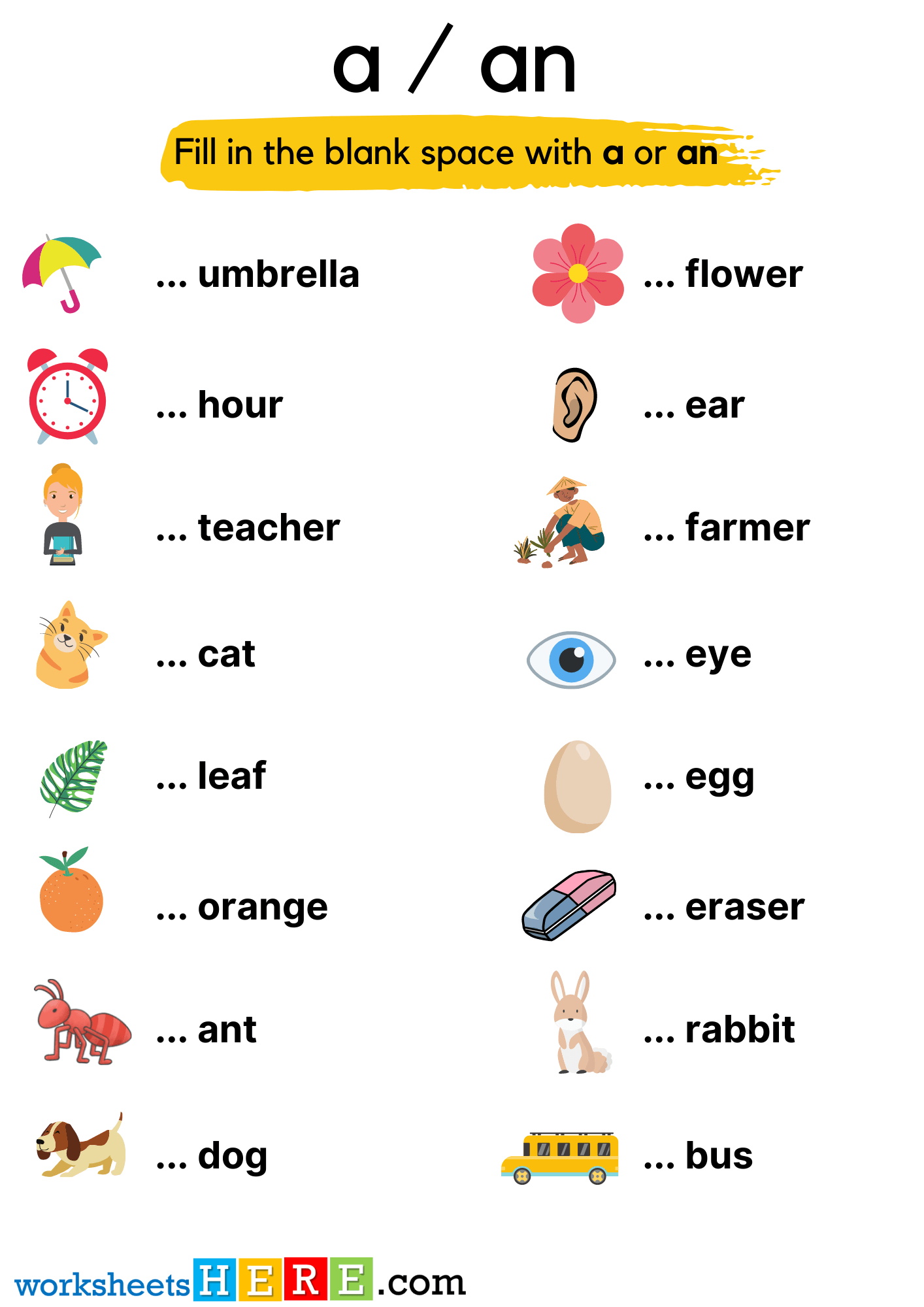 Articles A And An Worksheets Free Printable For Beginner English ESL Articles Worksheet WorksheetsHere