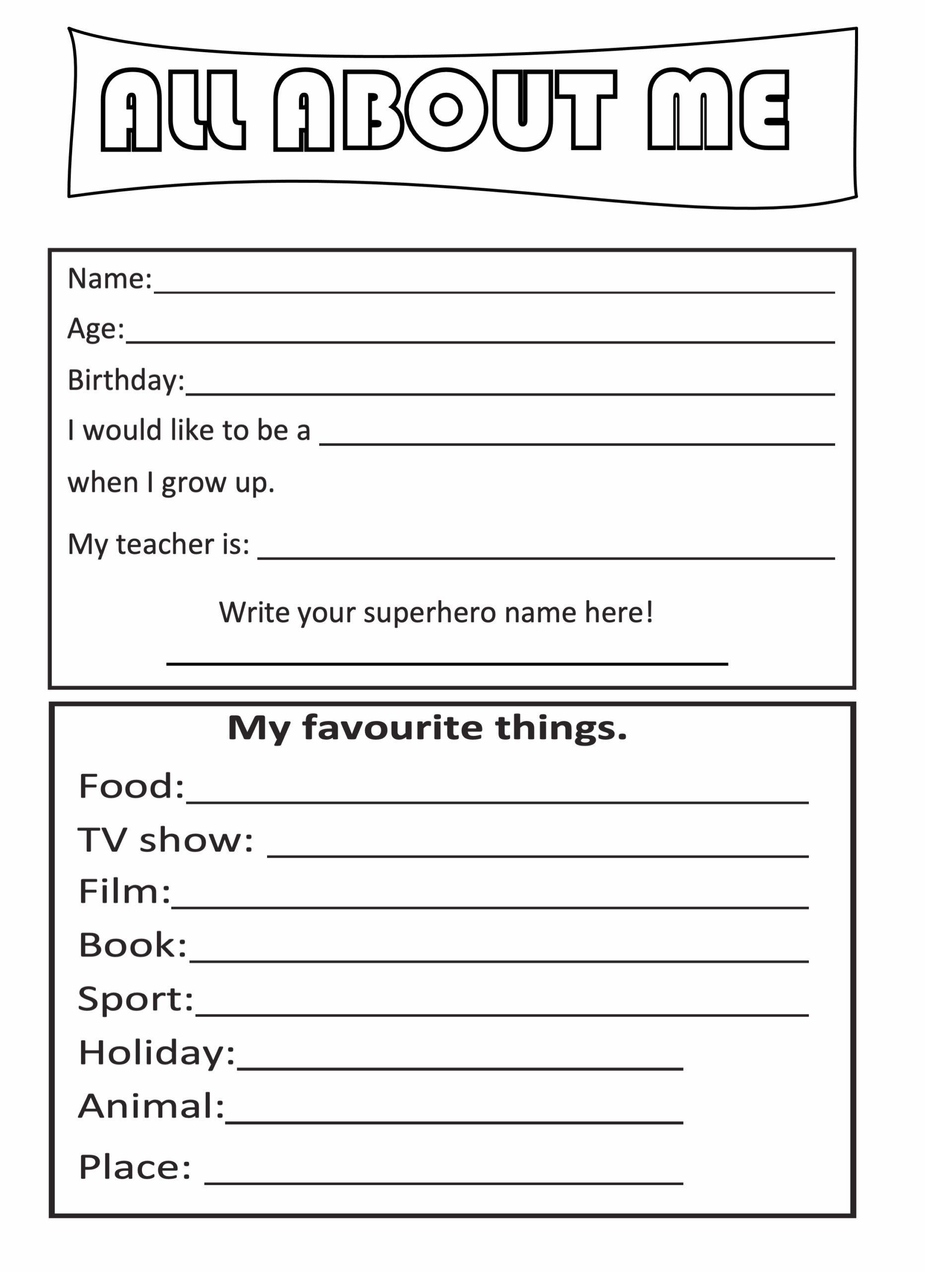 Back To School All About Me Life Skill Worksheets Made By Teachers Back To School All About Me Life Skill Worksheets Made By Teachers