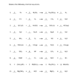 Balancing Chemical Equations Worksheet