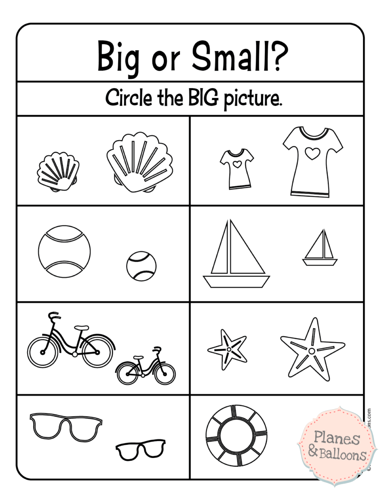Big And Small Worksheets PDF Planes amp Balloons Free Preschool Worksheets Library Big And Small Worksheets PDF Planes amp Balloons Free Preschool Worksheets Library