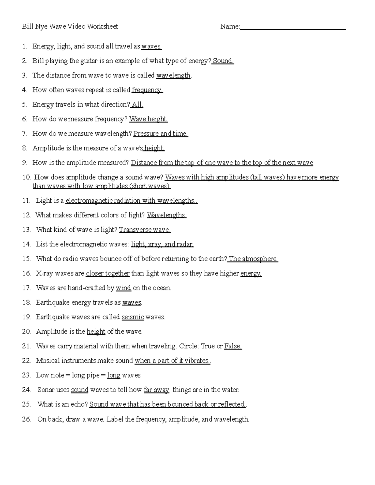 Bill Nye Waves Video Worksheet Analysis Key Concepts Studocu Bill Nye Waves Video Worksheet Analysis Key Concepts Studocu