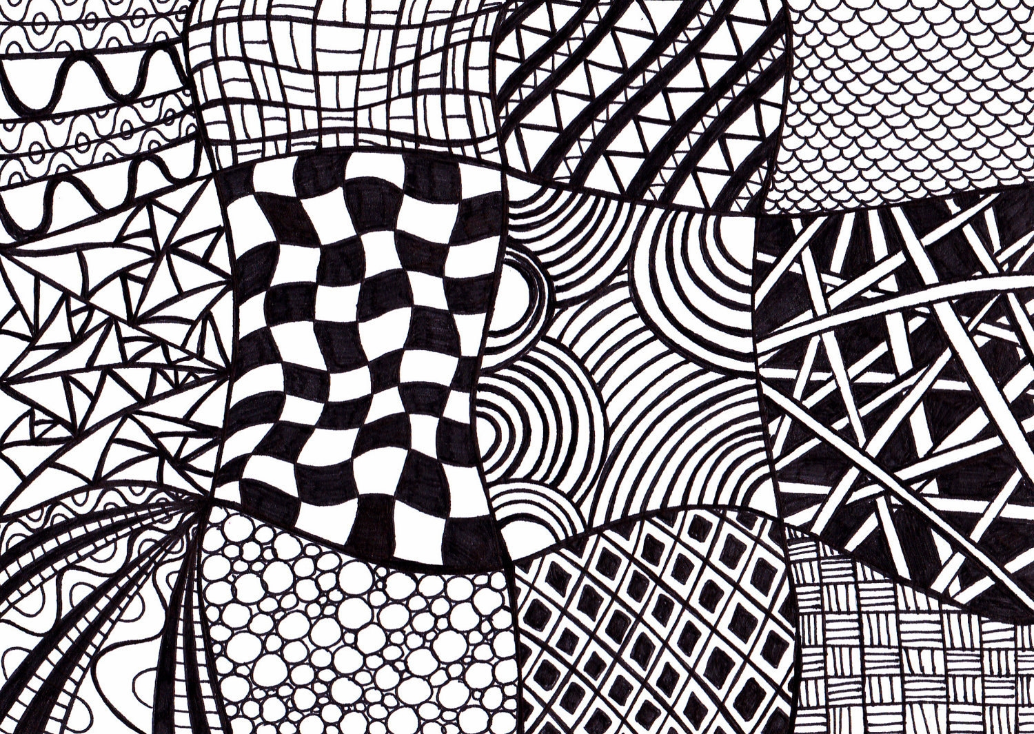Black And White Printable Art Zentangle Inspired Ink Drawing Etsy