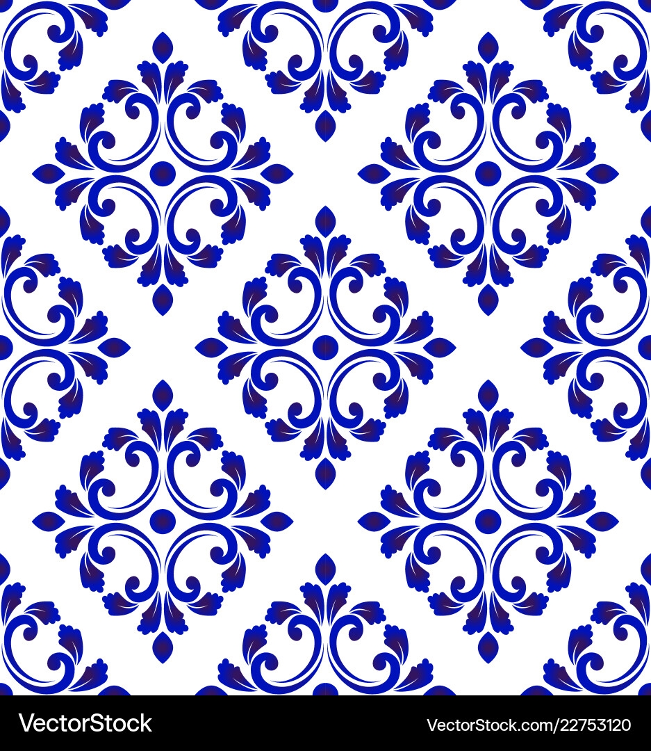 Blue And White Tile Pattern Seamless Royalty Free Vector Blue And White Tile Pattern Seamless Royalty Free Vector