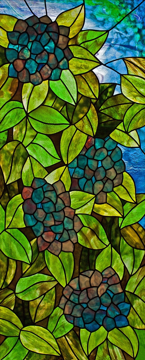 Blue Hydrangea Stained Glass Pattern David Kennedy Designs Etsy