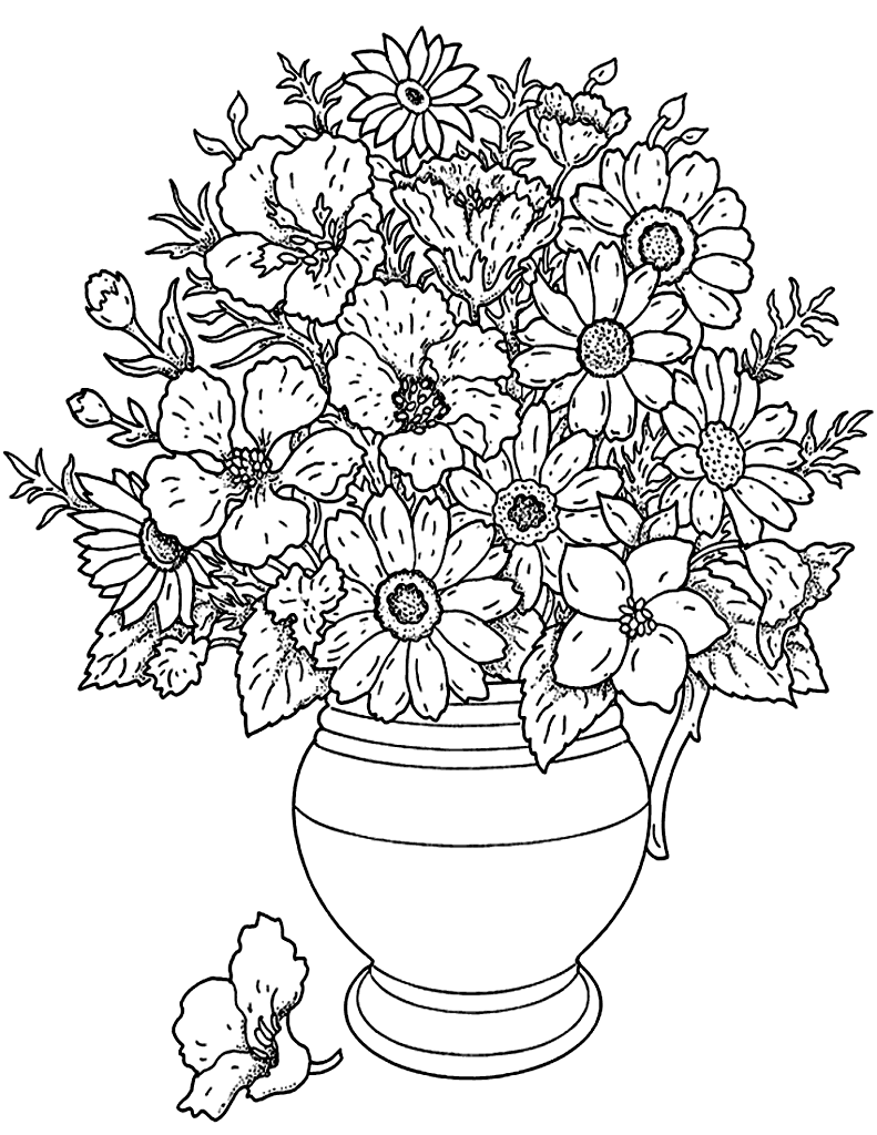 Bouquet Of Morning Flowers Flowers Vegetation Coloring Pages For Adults Bouquet Of Morning Flowers Flowers Vegetation Coloring Pages For Adults