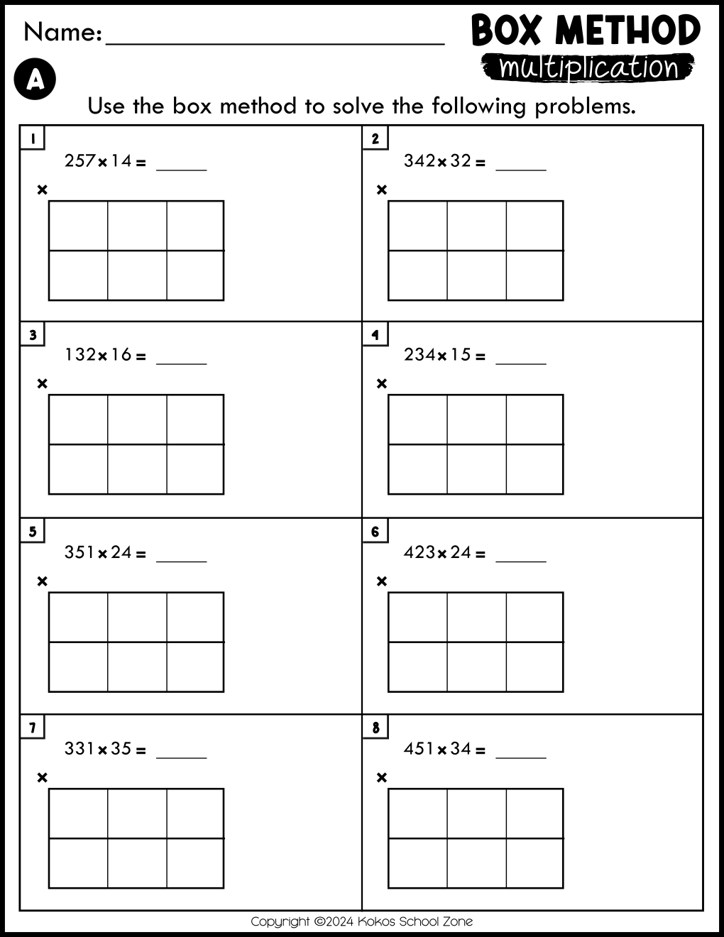 Box Method Multiplication Worksheets 3 Digit By 2 Digit Multiplication Teaching Resources Box Method Multiplication Worksheets 3 Digit By 2 Digit Multiplication Teaching Resources